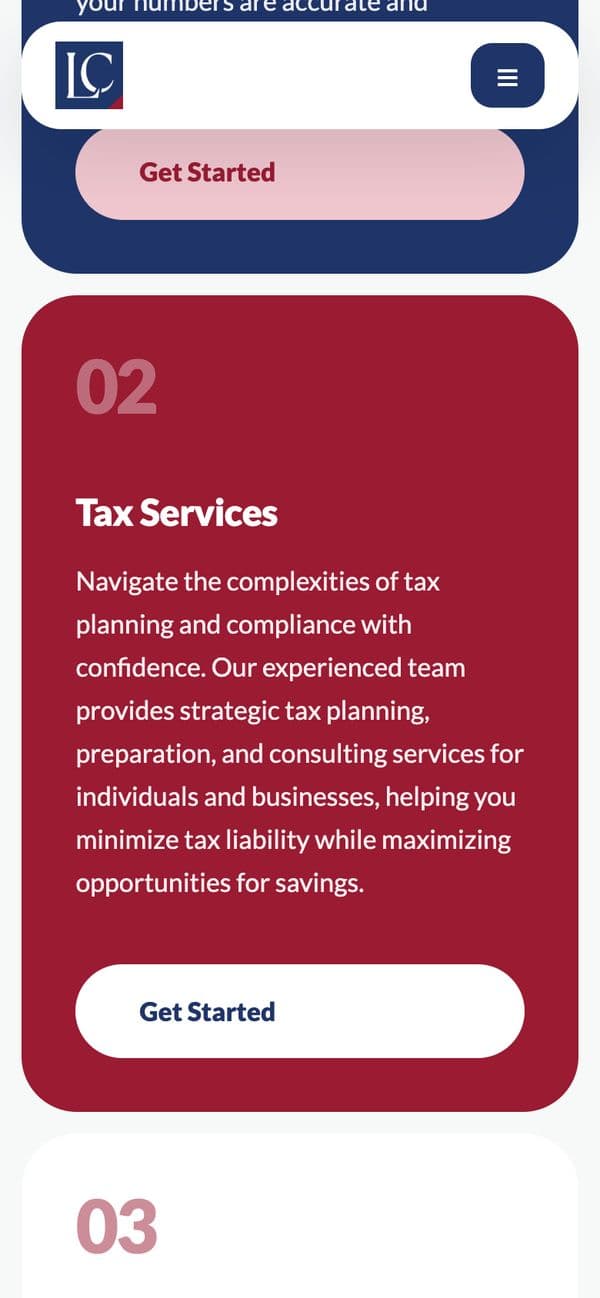 CPA firm on mobile, screen 2