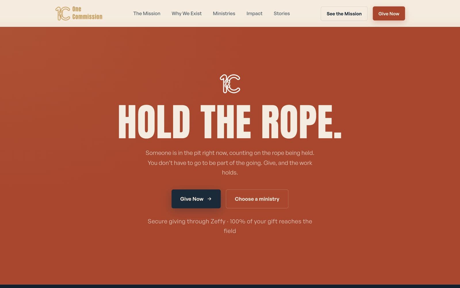 Missions nonprofit website, screen 4
