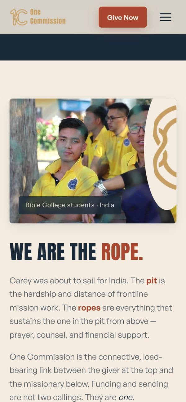Missions nonprofit on mobile, screen 2